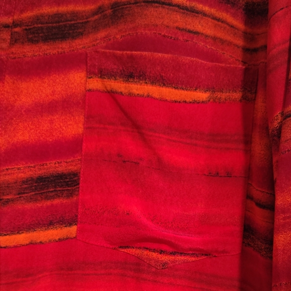 Chico's Fiery Red Striped Vintage Button-Up Shirt - Picture 2 of 9